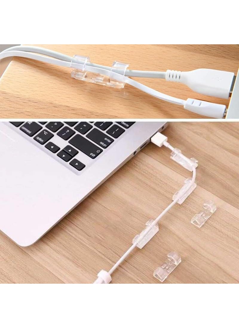 GODFLY GODFLY Plastic Cable Clips Clips Cord Holder SelfAdhesive Plastic Cable Clips Desk Organizer Adhesive Transparent Cable Clips for Office Pack of 20 Pcs  - Image 3