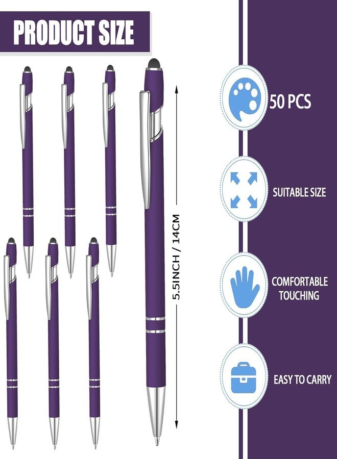 Yaure Joy 50 Pcs Black Inkling Ballpoint Pen with Stylus 2 in 1 Ballpoint Pen for Touch Screens, 2 in 1 Thank You Pen Gift for Colleagues, Coworker, Office (Deep Purple) - Image 2