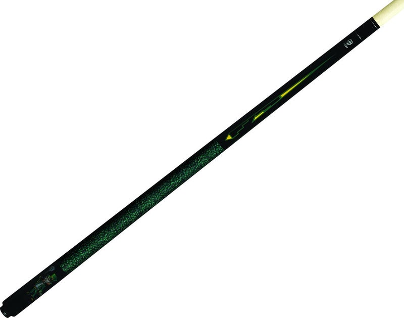 McDermott Lucky L65 Leprechaun Grapic Green Yellow on Black PoolBilliard Cue