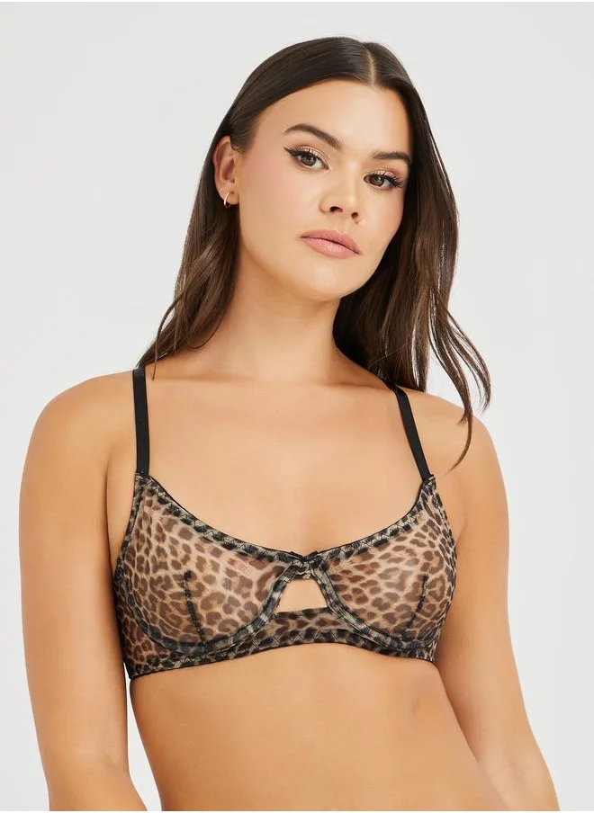 Styli Styli Leopard Print Non-Padded Wired Bra