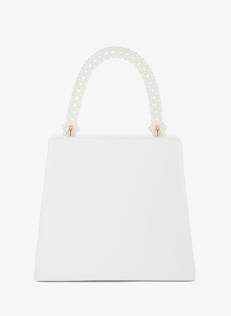 London Rag Pearl Top-Handle Diamante Brooch Bag in White - Image 4