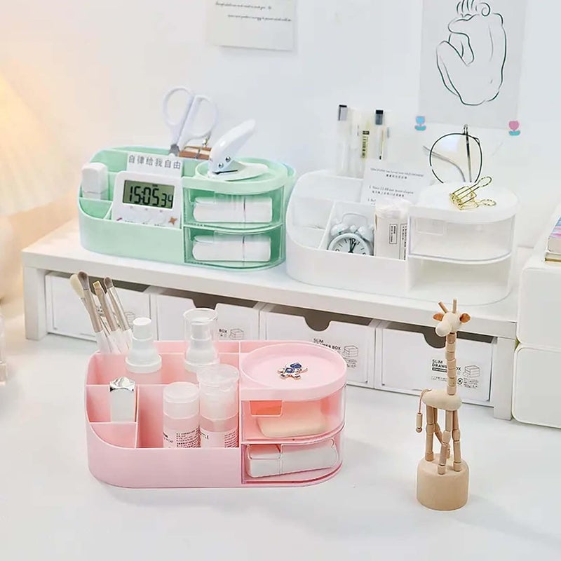 Rewup plastic Makeup Organizer,Makeup Organizer|Makeup Box For Storage|Make Up, Cosmetics, Skincare Organiser For Women|Elegant Makeup Vanity With Transparent Drawer - Image 3