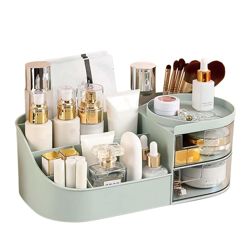Rewup plastic Makeup Organizer,Makeup Organizer|Makeup Box For Storage|Make Up, Cosmetics, Skincare Organiser For Women|Elegant Makeup Vanity With Transparent Drawer - Image 1