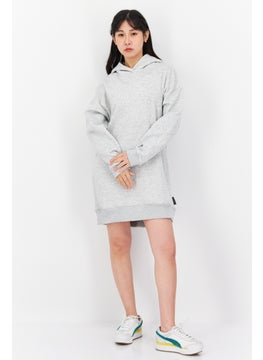 French Connection Women Hooded Heather Sweat Dress, Gray  - Image 2