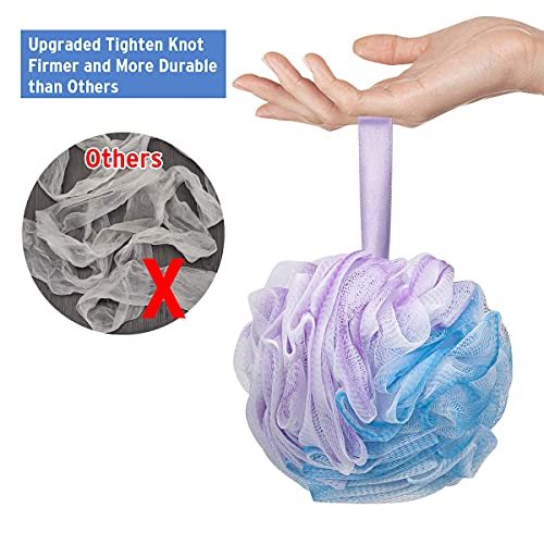 DadyMart Bath Shower Loofah Sponge 60g Bath Mesh Pouf Shower Ball Body Scrubber Exfoliating Bath Sponge for Women and Men, Set of 4, Flower - Image 3