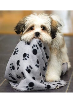 KASTWAVE Pet Blankets Soft Dog Cat Fleece Blankets Extra Large Plush Throws Dog Cat New Pet Touch Soft Fleece Large Pet Blankets Kittens Paws Pack of 3 Khaki Grey and Black 100cm x 70cm  - Image 5