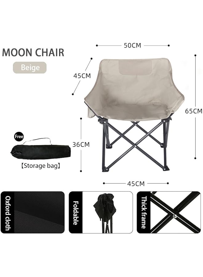 Mumoo Bear Portable Lightweight Camping Chair Metal Frame Oxford Cloth Folding Chair with Side Pockets for Outdoor Picnic BBQ Fishing Hiking Beach with Carrying Bag Supports up to 150KGs (Khaki) - Image 3
