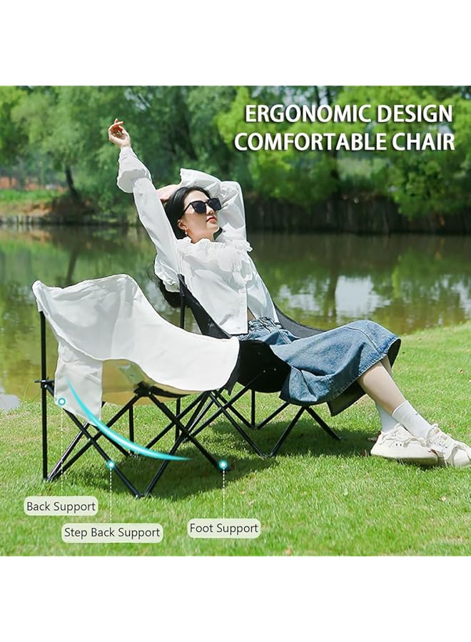 Mumoo Bear Portable Lightweight Camping Chair Metal Frame Oxford Cloth Folding Chair with Side Pockets for Outdoor Picnic BBQ Fishing Hiking Beach with Carrying Bag Supports up to 150KGs (Khaki) - Image 4