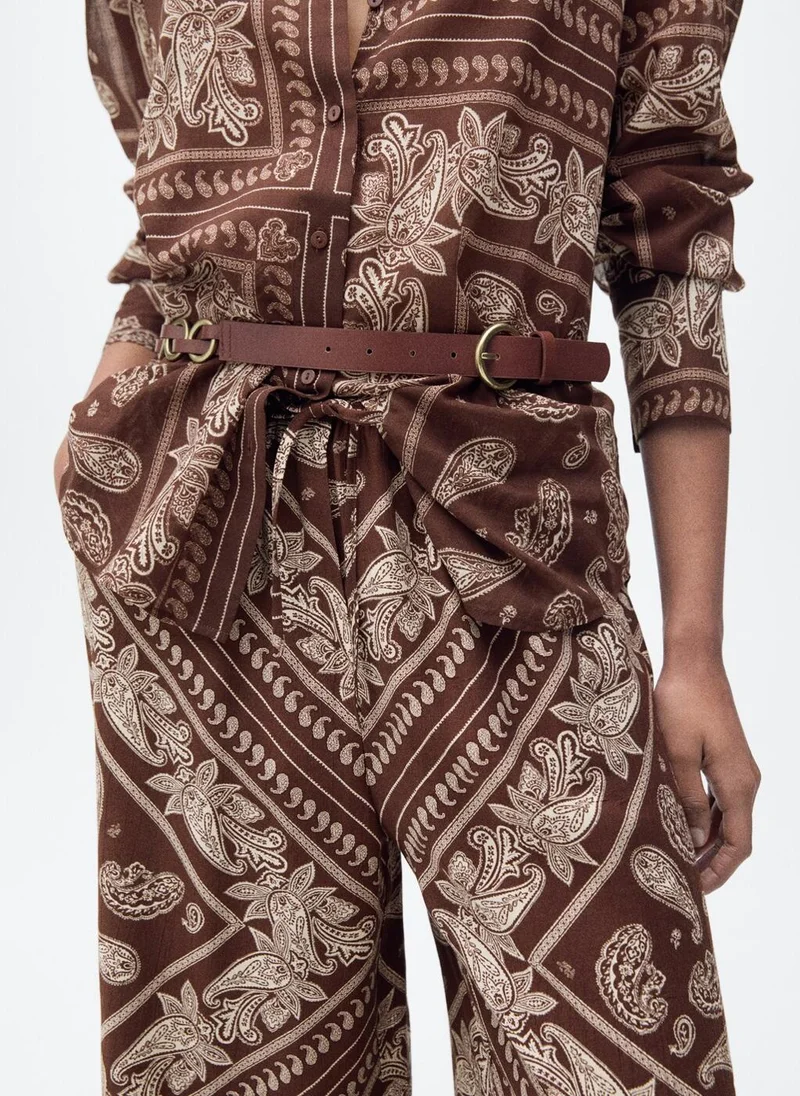 MANGO Paisley Wideleg Pants