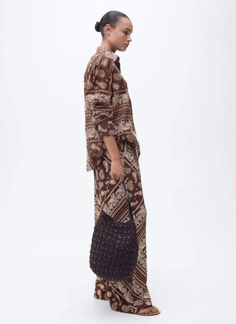 MANGO Paisley Wideleg Pants