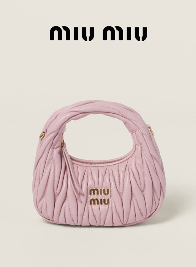 Miu Miu MIU Wander Matelasse Nappa Sheepskin Hobo Mini Women's Handbag, Half Moon Bag, Women's Crossbody Bag  - Image 1
