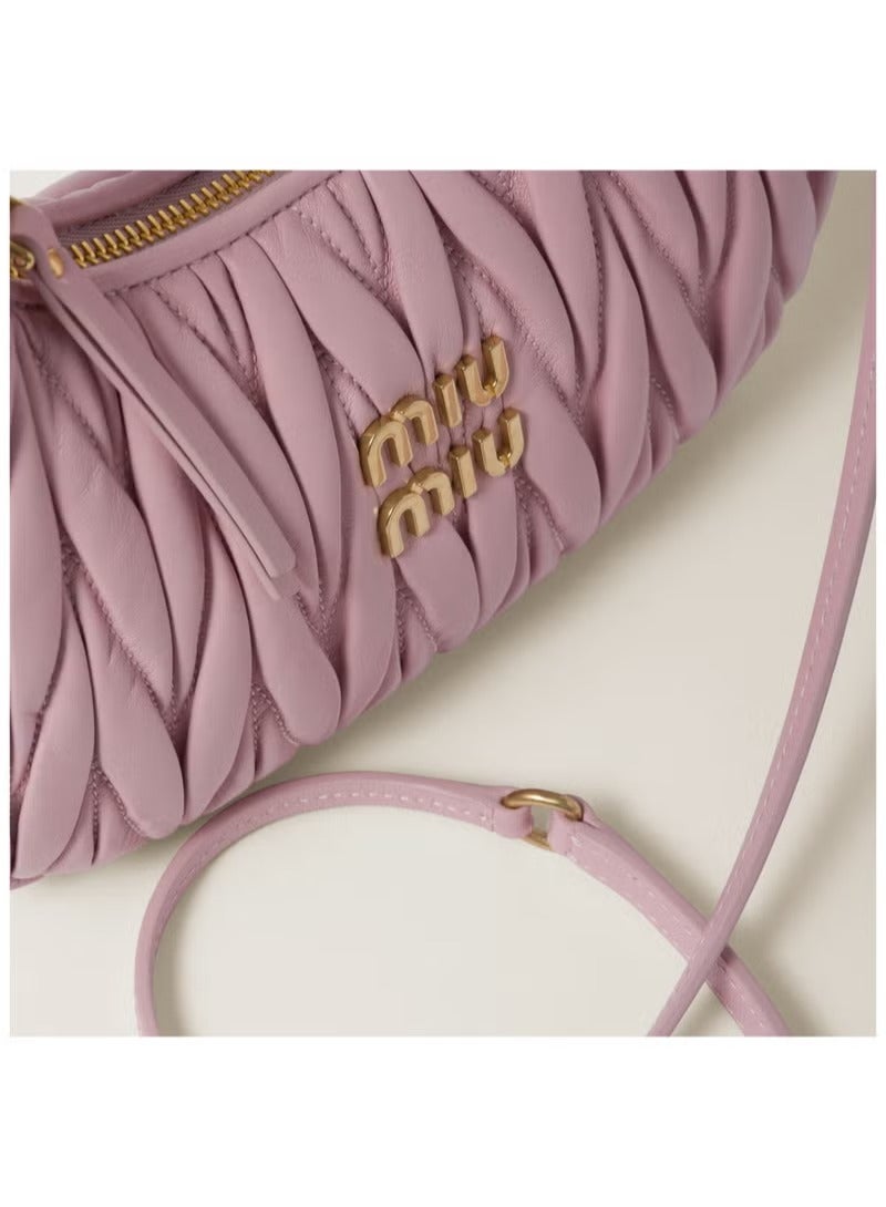 Miu Miu MIU Wander Matelasse Nappa Sheepskin Hobo Mini Women's Handbag, Half Moon Bag, Women's Crossbody Bag  - Image 4