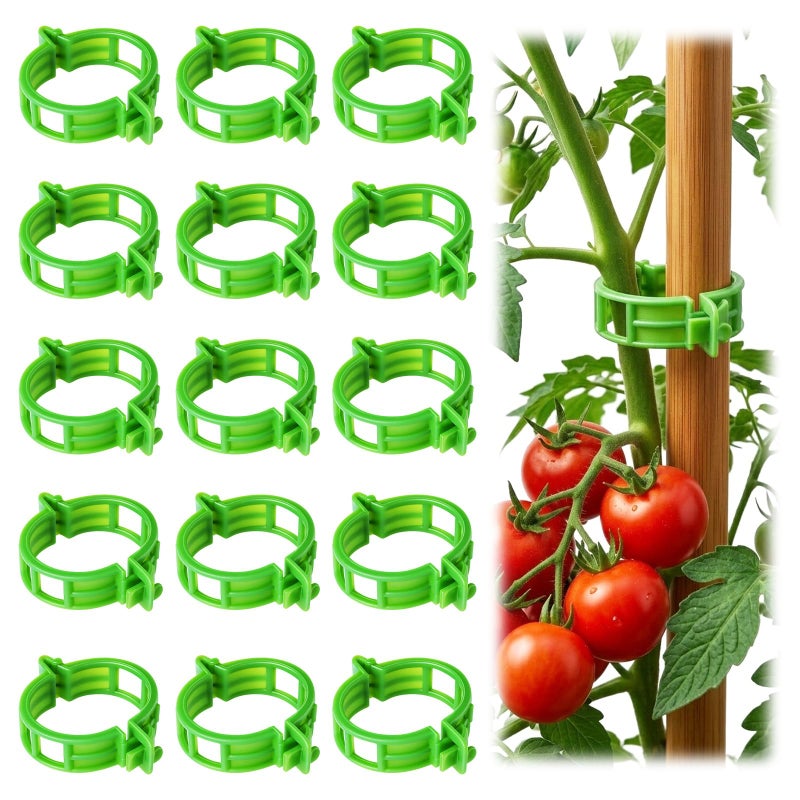 LOOHOI 100pcs Tomato Clips for Climbing plants, Plastic Trellis Plant Support Clips for Garden, Reusable Clips for Supporting Grape Tomato Vine and Vegetables Plants to Grow Upright Makes Plants Healthier - Image 1