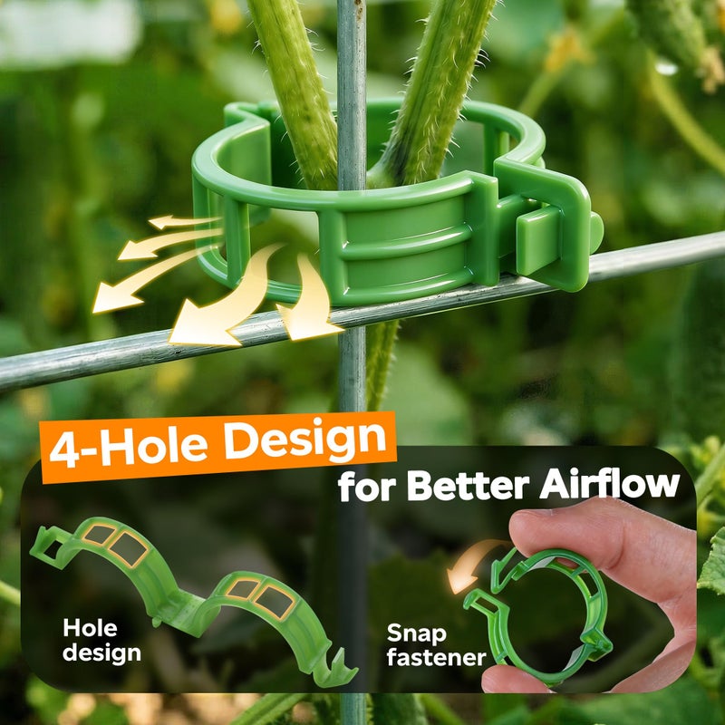 LOOHOI 100pcs Tomato Clips for Climbing plants, Plastic Trellis Plant Support Clips for Garden, Reusable Clips for Supporting Grape Tomato Vine and Vegetables Plants to Grow Upright Makes Plants Healthier - Image 4