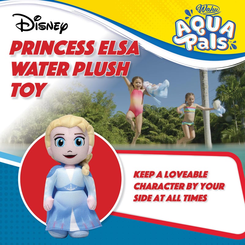 WAHU Aqua Pals Disney Classic Elsa Plush Water Toy for Kids Ages 2+, Fast-Drying Waterproof Plush Doll Toy for Pool and Bathtub, Medium, Blue/White, 16" - Image 3