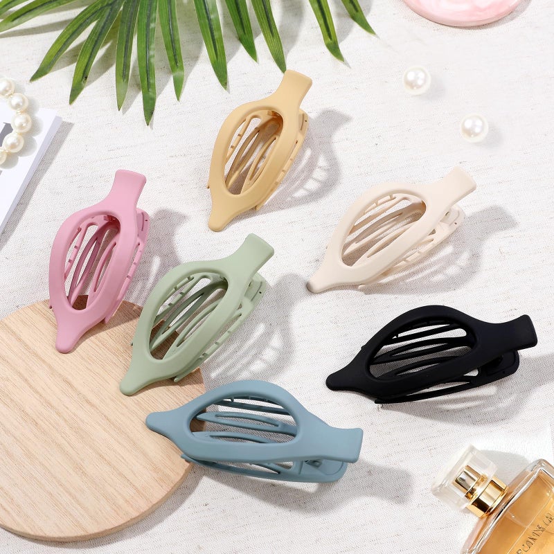 USDNICE Flat Hair Clips for Women - 6 PCS French Flat Claw Clips Medium Hair Clips for Girls Large Hair Claw Clips for Thick or Thin Hair Strong Hold No Slip Hair Accessories for women (Light Colorful) - Image 2