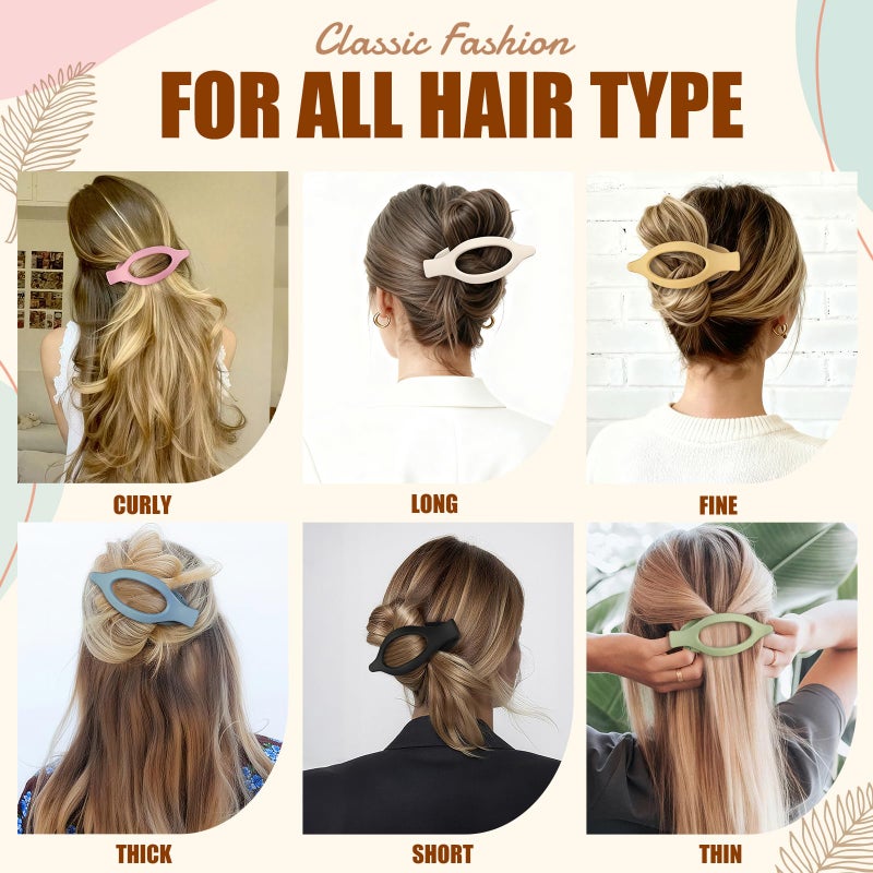USDNICE Flat Hair Clips for Women - 6 PCS French Flat Claw Clips Medium Hair Clips for Girls Large Hair Claw Clips for Thick or Thin Hair Strong Hold No Slip Hair Accessories for women (Light Colorful) - Image 4