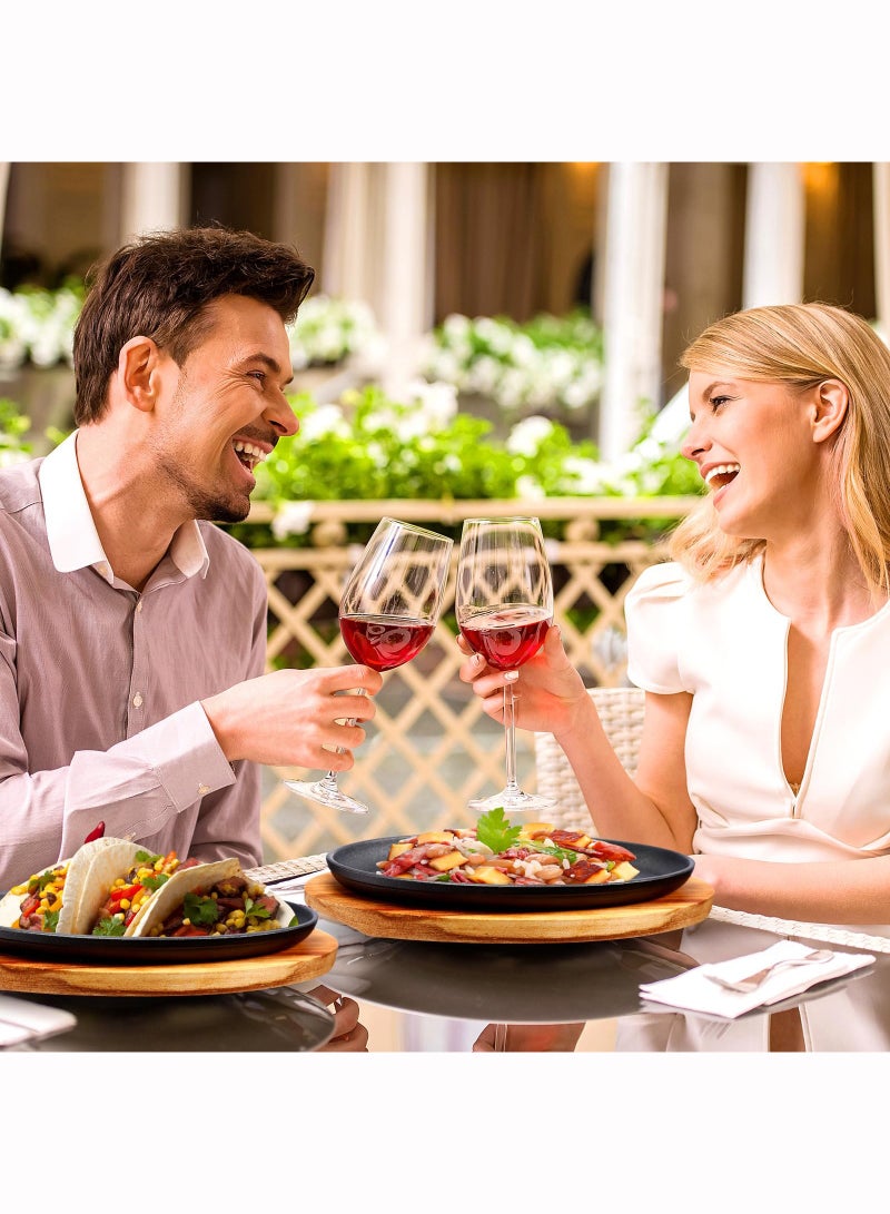 موندا طقم مقلاة من الحديد الزهر مكون من قطعتين، طبق فاهيتا، مقلاة ساخنة مع قاعدة خشبية، حماية من الحروق، مقبض قابل للإزالة، ملحق طهي لمطبخ المطعم، حفلات الشواء - Image 5