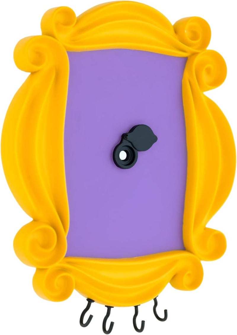 Grupo Erik : Friends Wall Key Holder | Friends TV Series Wall Key Hanger, Home Entrance Key Holder, Resin Material, 4 Hooks, Yellow Frame, Monica's Door Peephole, Easy Wall Mount Installation - Image 2