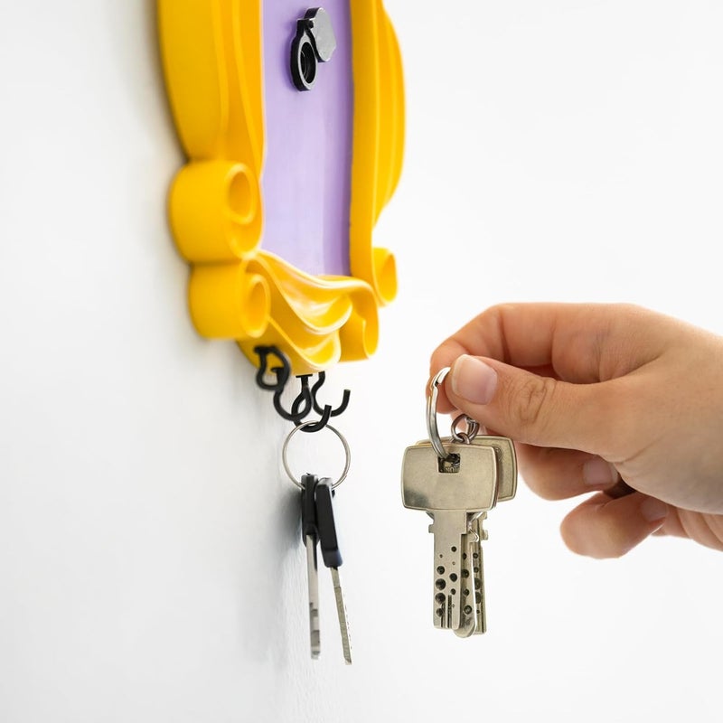 Grupo Erik : Friends Wall Key Holder | Friends TV Series Wall Key Hanger, Home Entrance Key Holder, Resin Material, 4 Hooks, Yellow Frame, Monica's Door Peephole, Easy Wall Mount Installation - Image 5