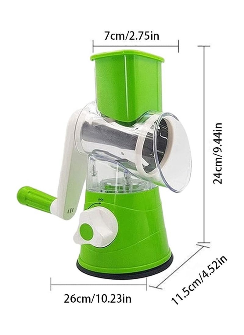 Generic Rotary Cheese Grater - Handheld Vegetables Slicer Cheese Shredder with Rubber Suction Base - 3 Stainless Drum Blades Included  - Image 4