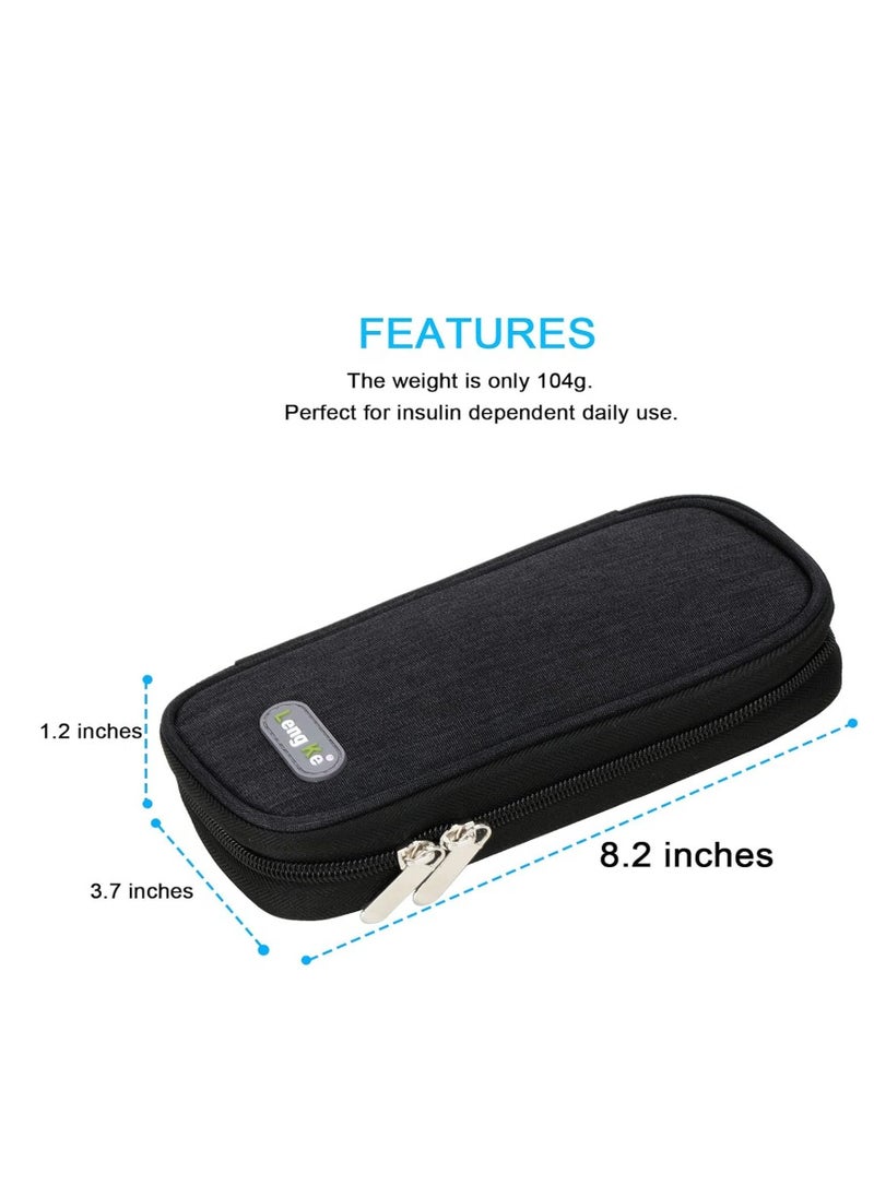 بيوينتي Insulin Cooler Travel Case with 2 Ice Packs - Diabetes Bags Cooler Travel Case for Diabetic Organize Supplies Insulated Cooling Bag (Black)  - Image 3