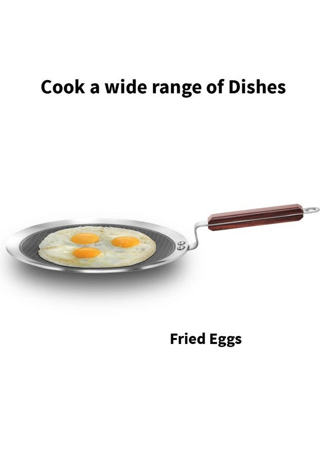 Hawkins 26 cm Paratha Tava, Triply Stainless Steel Shielded Nonstick Tawa with Rosewood Handle, Honeycomb Non Stick Induction Tawa, Silver (NSPT26) - Image 5