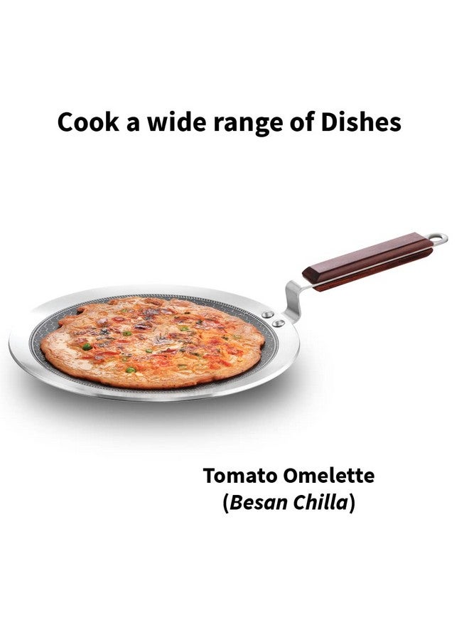 Hawkins 26 cm Paratha Tava, Triply Stainless Steel Shielded Nonstick Tawa with Rosewood Handle, Honeycomb Non Stick Induction Tawa, Silver (NSPT26) - Image 4