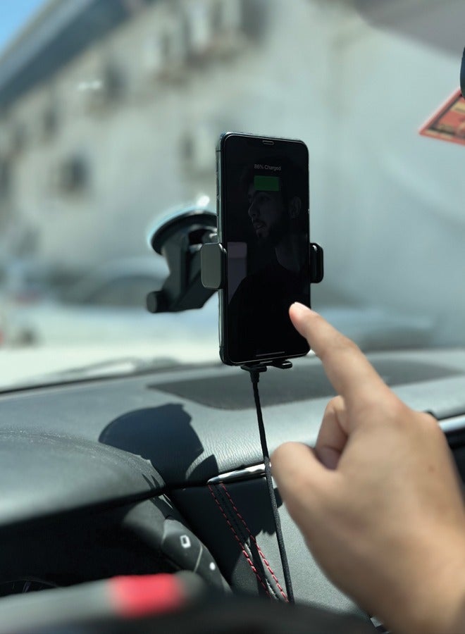 ماكس آند ماكس شاحن سيارة لاسلكي سريع MagSafe Mount - حامل لوحة القيادة وفتحة التهوية المشبك التلقائي متوافق مع سلسلة iPhone 15/14/13/12 وSamsung Galaxy S23/Ultra/Plus - أسود - Image 2