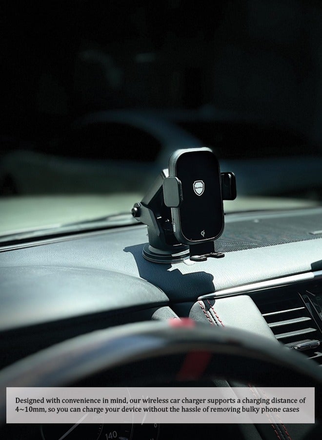 ماكس آند ماكس شاحن سيارة لاسلكي سريع MagSafe Mount - حامل لوحة القيادة وفتحة التهوية المشبك التلقائي متوافق مع سلسلة iPhone 15/14/13/12 وSamsung Galaxy S23/Ultra/Plus - أسود - Image 4