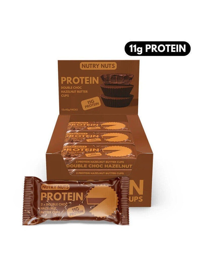 Nutry Nuts Protein Peanut Butter Cups Double Choc Hazelnut 12x42g - Image 1