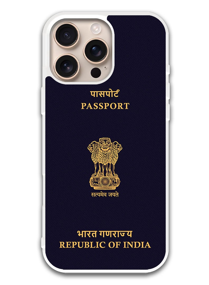 Theodor Protective Case Cover For APPLE IPHONE 16 Pro India Passport (White Bumper) - Image 1