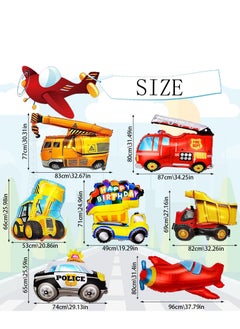 Party 7 Pieces Excavator Balloons, Large Size Excavator Balloons, Birthday Baby Excavators Decorations, Foil Balloons for Kids Boys Birthday, Building Birthday Parties  - Image 2