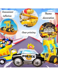 Party 7 Pieces Excavator Balloons, Large Size Excavator Balloons, Birthday Baby Excavators Decorations, Foil Balloons for Kids Boys Birthday, Building Birthday Parties  - Image 3