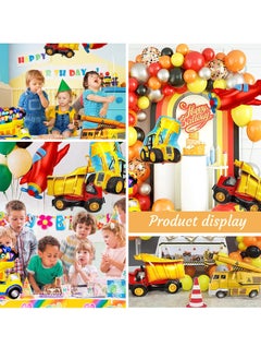 Party 7 Pieces Excavator Balloons, Large Size Excavator Balloons, Birthday Baby Excavators Decorations, Foil Balloons for Kids Boys Birthday, Building Birthday Parties  - Image 4