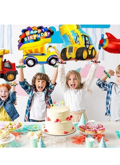 Party 7 Pieces Excavator Balloons, Large Size Excavator Balloons, Birthday Baby Excavators Decorations, Foil Balloons for Kids Boys Birthday, Building Birthday Parties  - Image 5