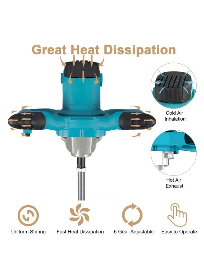 BlueFire Electric Paint Mixer 1000-3000W Handheld Cement Mixer 220-240V 6 Speed Adjustable Industrial Stirrer for Paint Mortar Plaster Grout Concrete Mixing Tool - Image 4
