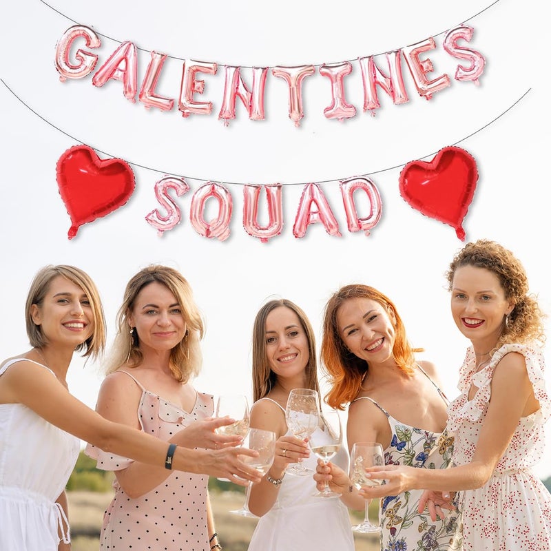 Zdshow Galentines Squad Balloons, Galentine's Day Decor, Valentine's Day Supplies, Includes Rose Gold & Red Balloons, Leslie Knope Theme - Image 4