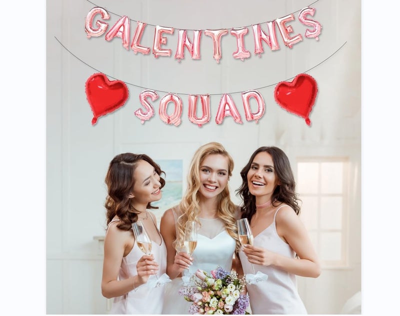 Zdshow Galentines Squad Balloons, Galentine's Day Decor, Valentine's Day Supplies, Includes Rose Gold & Red Balloons, Leslie Knope Theme - Image 5