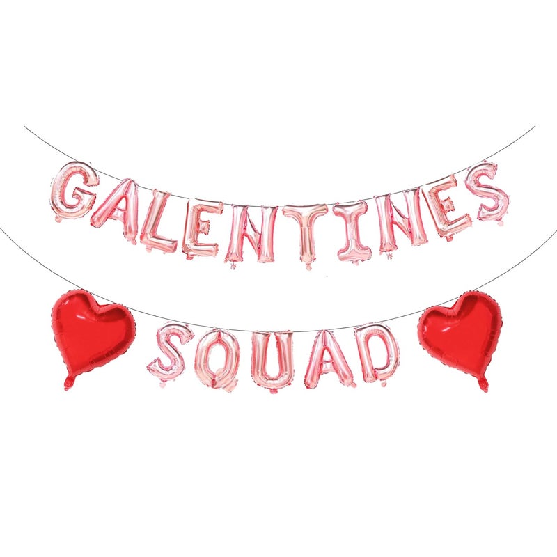 Zdshow Galentines Squad Balloons, Galentine's Day Decor, Valentine's Day Supplies, Includes Rose Gold & Red Balloons, Leslie Knope Theme - Image 1