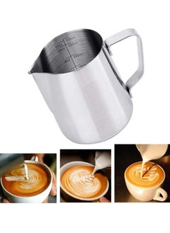Y&D Milk Frothing Pitcher 350ml, Stainless Steel Steaming Cup with Measurement Lines Perfect for Cappuccino Espresso and Latte  - Image 1