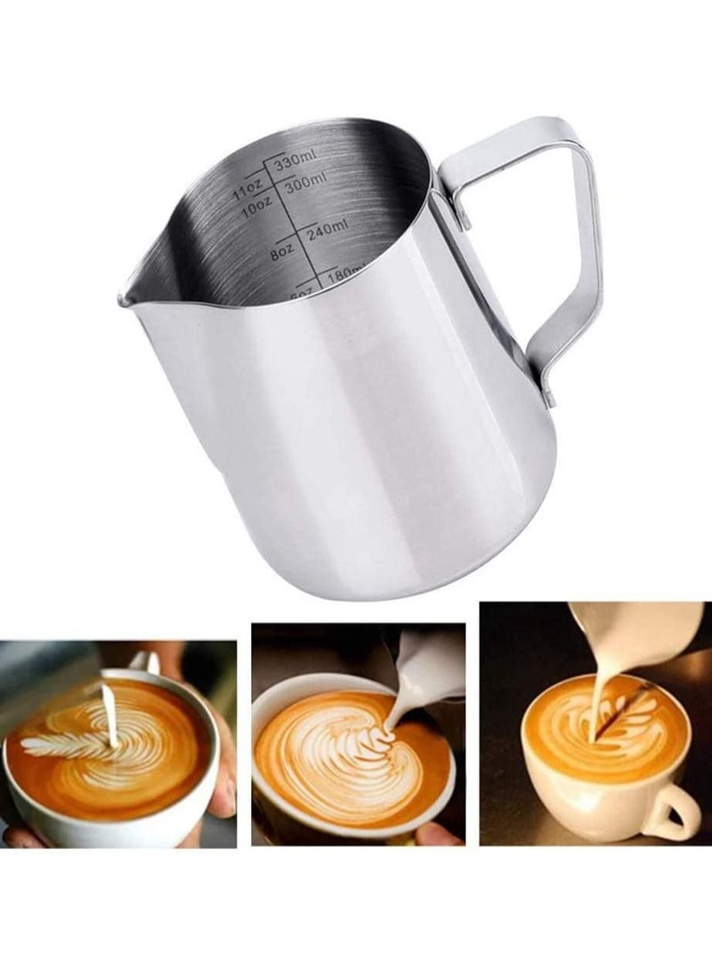 Y&D Milk Frothing Pitcher 350ml, Stainless Steel Steaming Cup with Measurement Lines Perfect for Cappuccino Espresso and Latte - Image 1