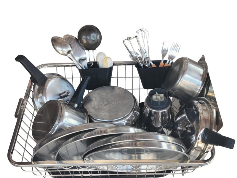 BIRDWING Heavy Duty Stainless Steel Utensil Drying Stand – Extra Large Kitchen Dish Rack with Water Drain Tray, Countertop Plate Bowl Organizer Basket,60x47x23 Cm - Image 1