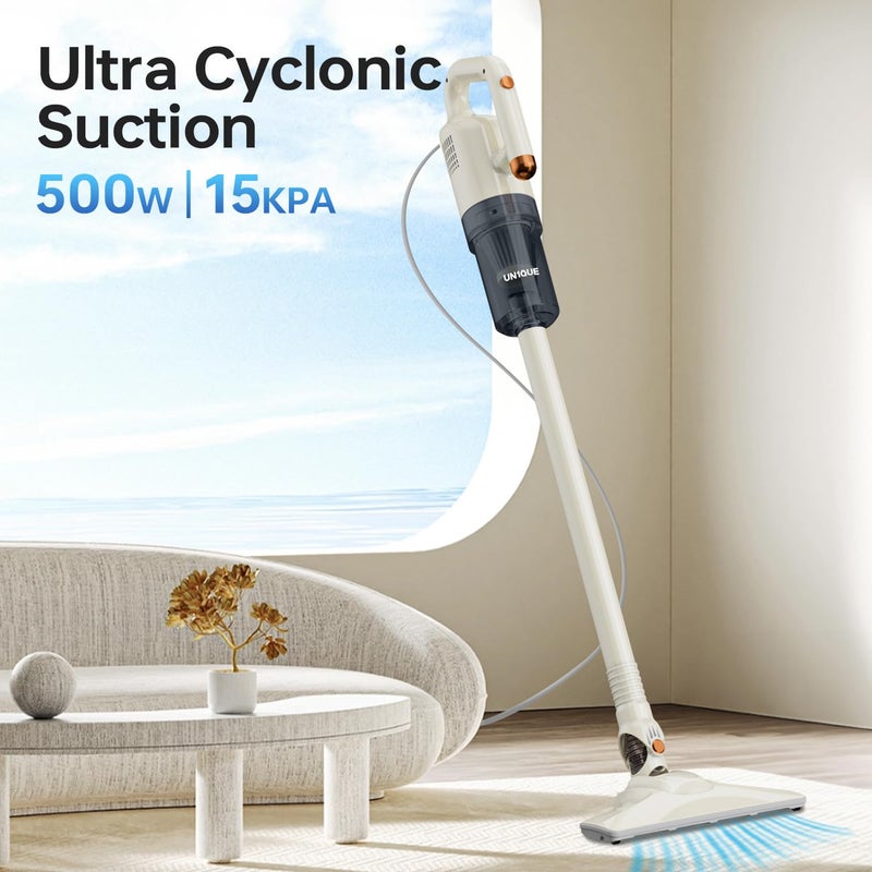 UN1QUE 2 in 1 Handheld Stick Vacuum Cleaner for Home500W Handheld Vacuum with 15000PA Suction 08L Washable HEPA FilterAdjustable Head Bagless Dry VacummingDeep Clean for Hard FloorCarpet - Image 2