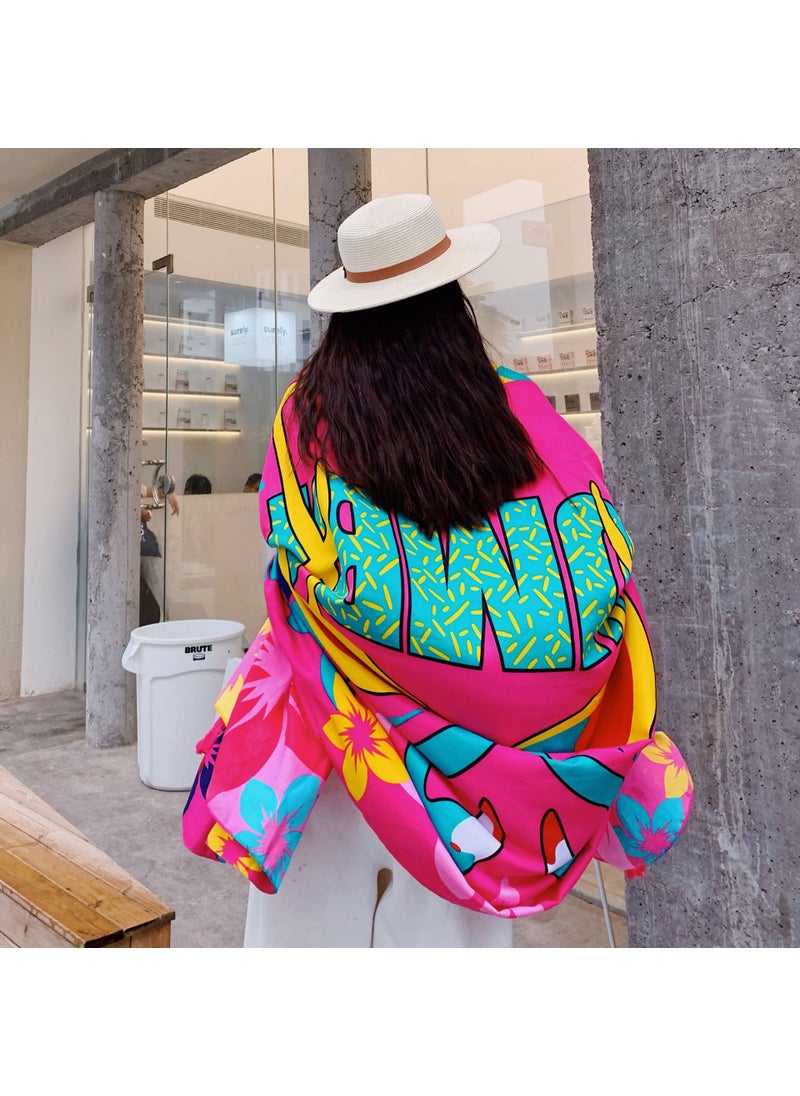 Bohemian Shawl Scarf Red Beach Sun Protection Zumba color 