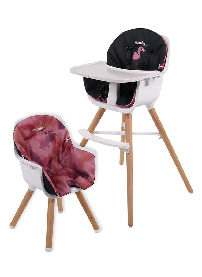 Nania 2 In 1 Paulette Highchair With Reversible Cushion - Flamingo