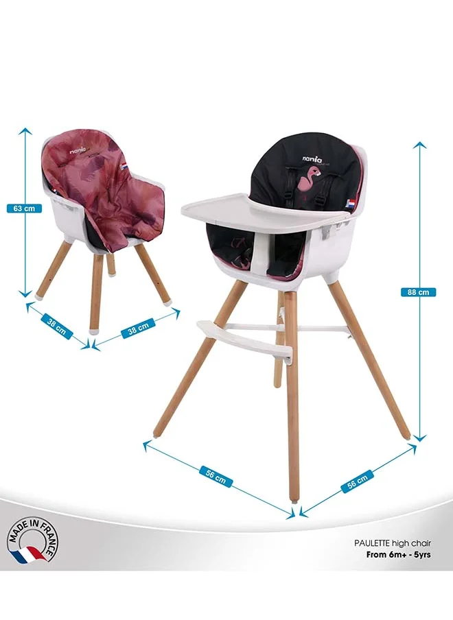 Nania 2 In 1 Paulette Highchair With Reversible Cushion - Flamingo