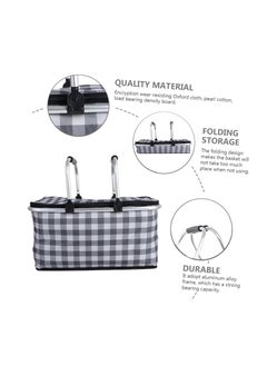 Rightsure Insulated Picnic Basket, 30L Large Portable Collapsible Cooler Bag Grocery Bag Shopping Basket with Aluminium Handles for Shopping, Travel, Camping (Grey)  - Image 3