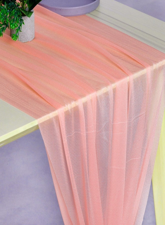 MDS® Pack of 2, 10ft Chiffon Table Runner 29 x 120 Inches, Sheer Wedding Runner Romantic Rustic Table Runner for Wedding Decoration, Birthday Party, Bridal Shower, Party Arch Décor - Peach - Image 2