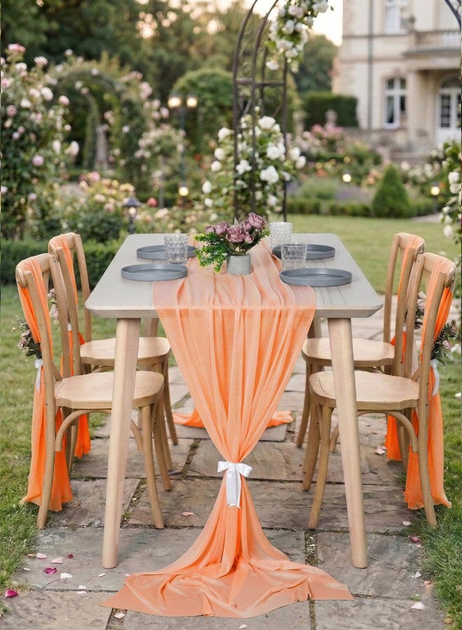 MDS® Pack of 2, 10ft Chiffon Table Runner 29 x 120 Inches, Sheer Wedding Runner Romantic Rustic Table Runner for Wedding Decoration, Birthday Party, Bridal Shower, Party Arch Décor - Peach - Image 4